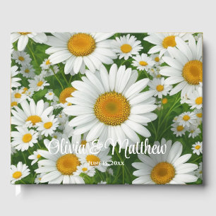Vita daisy av vita blommigtar i vita vår gästböcker
