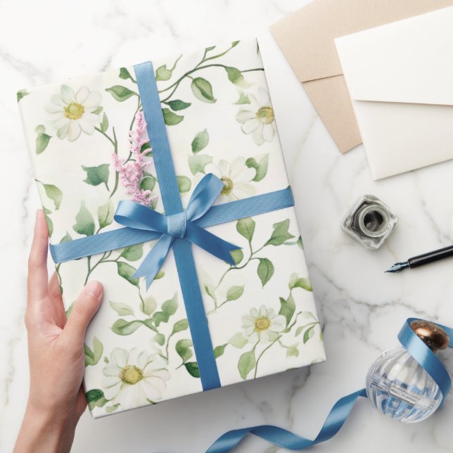 Vita Daisy Blommor Födelsedag Presentpapper (Gifting)