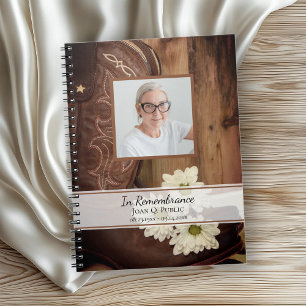 Vita Daisy Boots Funeral Memorial Guest Bok Anteckningsbok