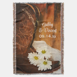 Vita Daisy Cowboy Boots Land Westernare Bröllop Filt