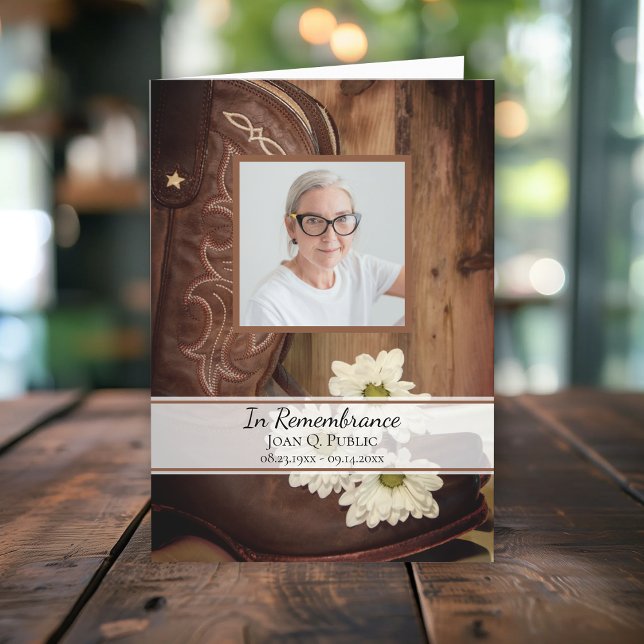 Vita Daisy CowboyBoots Westerna begravningstjänst Program (Skapare uppladdad)