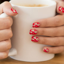 Vita Daisy Cust. BG Red Nail Art Decals