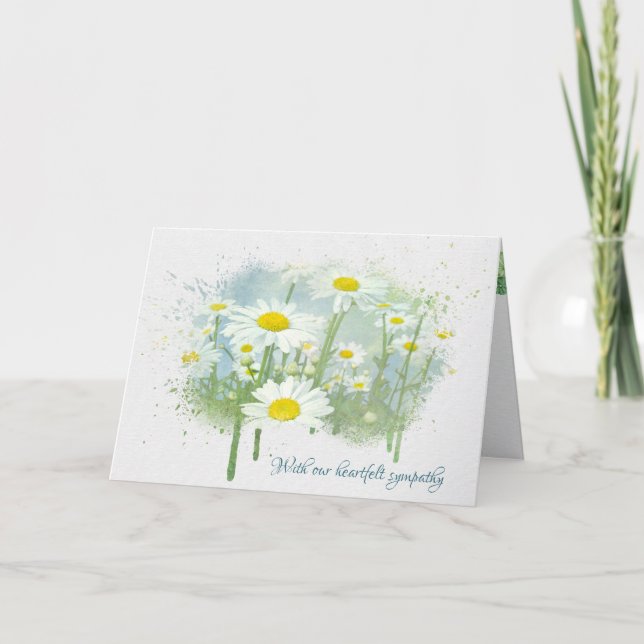 Vita Daisy Fält Sympathy Card Kort (Framsida)