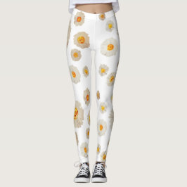 Vita Daisy Flowers mönster Anpassningsbar Leggings