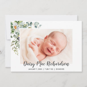 Vita Daisy för födelsemeddelande Fotokort Meddelande
