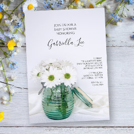 Vita Daisy i Blue Burk Vas Baby Shower Inbjudningar
