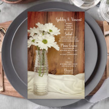 Vita Daisy i Mjölk Flaska Barn Bröllop Menu
