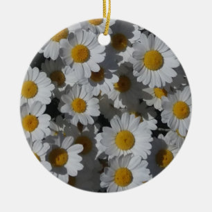Vita Daisy Julgransprydnad Keramik