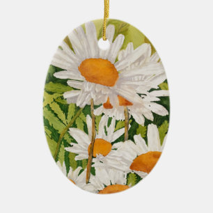 Vita Daisy Julgransprydnad Keramik