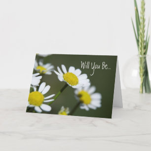 Vita Daisy kommer du att bli min Bridesmaid Inbjudan