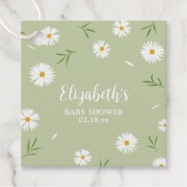 Vita Daisy med enkel Elegant, grön babystövel Gåvor Etiketter