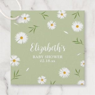 Vita Daisy med enkel Elegant, grön babystövel Gåvor Etiketter
