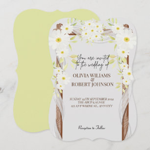 Vita Daisy med munter Blommigt Enkel vattenfärg Inbjudningar