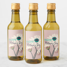 Vita Daisy Modern Blommigt Blooms Mors dag Vinetikett