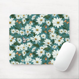 Vita Daisy och fjärilar Musmatta