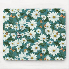 Vita Daisy och fjärilar Musmatta
