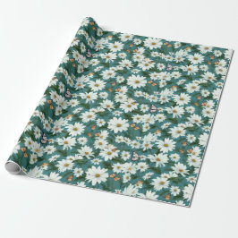 Vita Daisy och fjärilar Presentpapper