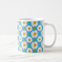 Vita Daisy och Grönt Polka dots på turkos Kaffemugg