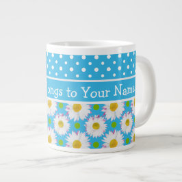 Vita Daisy och Polka dots på Himlar Blue Jumbo Mugg