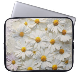 Vita Daisy på ansträngd Papper Laptop Fodral