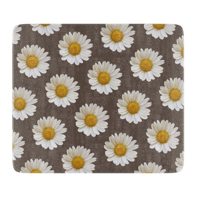 Vita Daisy på Blommigten Brun bakgrund (Framsidan)