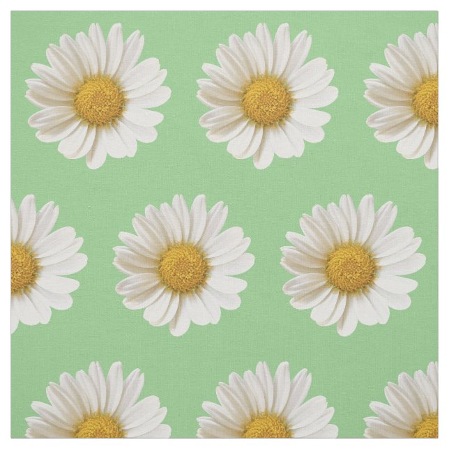 Vita Daisy på Blommigten Grönt Tyg (Provkarta)