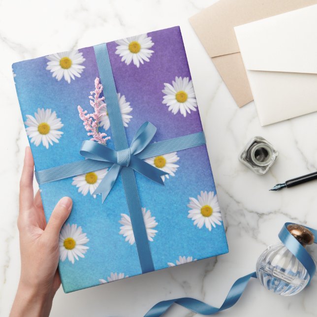 Vita Daisy på regnbågsövertoning Presentpapper (Gifting)