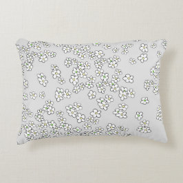 Vita daisy på rött och grått dekorativ kudde