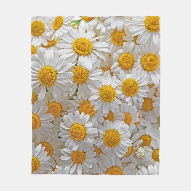 Vita Daisy: Vackra Blommigtar - bakgrund Fleecefilt (Framsidan)