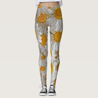 Vita Daisy: Vackra Blommigtar - bakgrund Leggings