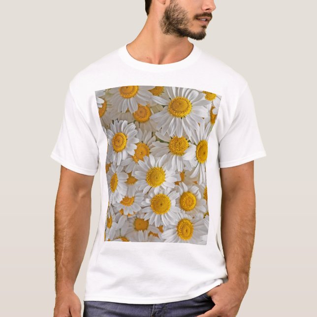 Vita Daisy: Vackra Blommigtar - bakgrund T Shirt (Framsida)
