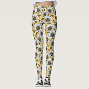 Vita daisy, vild blommor på gulten leggings