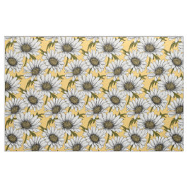 Vita daisy, vild blommor på gulten tyg