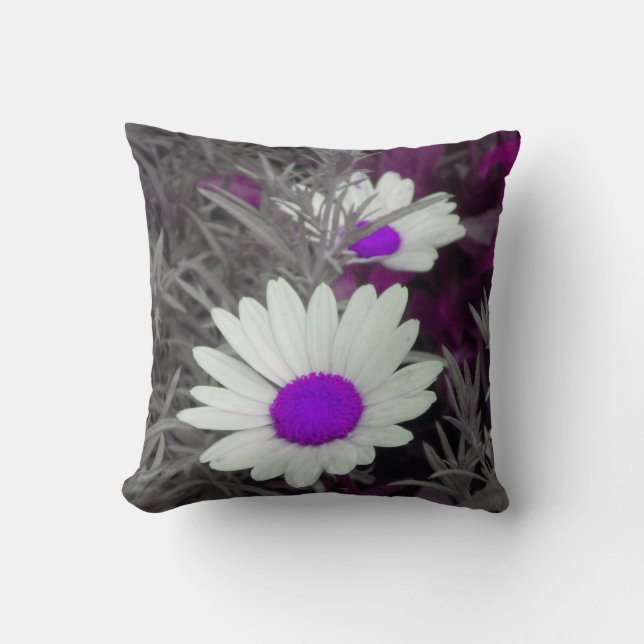 Vita Daisy (w/Lila) Dekorativ kudde *reversibel * (Framsida)