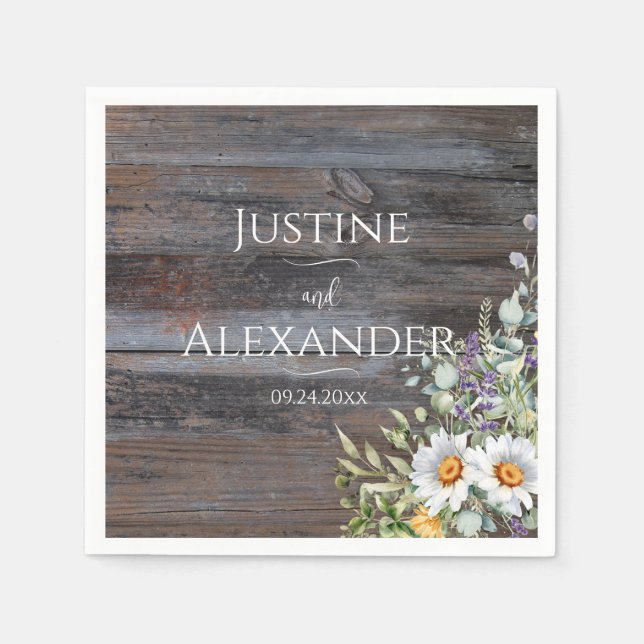 Vita Daisyn Bröllop Pappersservett (Framsidan)