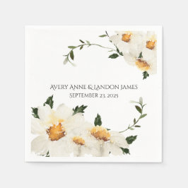 Vita Daisyn Greenery Personlig Modern Bröllop Pappersservett