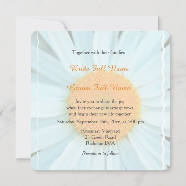 Vita daisyns bröllopsinbjudningar. inbjudningar (Framsida)