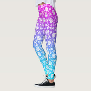 Vita dammar vid rosa till blå armé leggings