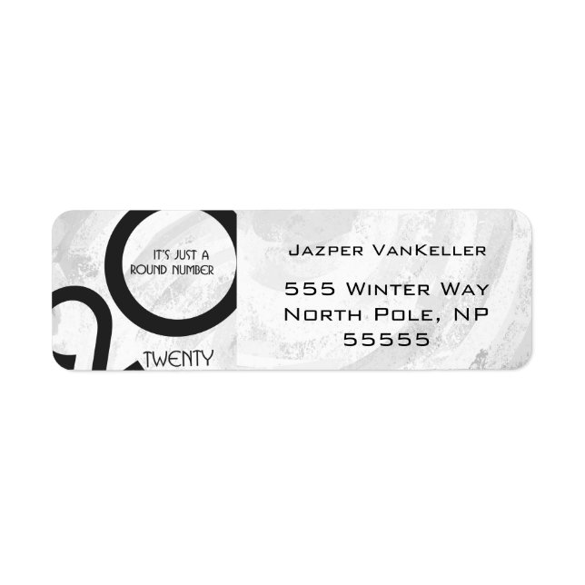 Vita decenniets födelsedag returadress etikett (Framsidan)