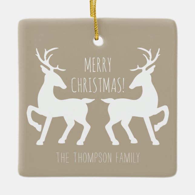 Vita designer på Beige och anpassningsbara familje Julgransprydnad Keramik (Framsida)