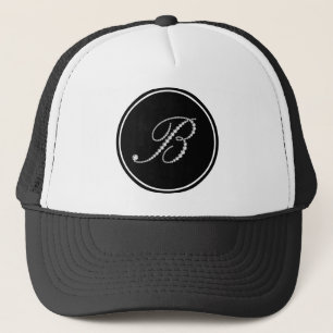 Vita diamanter Bokstav B Monogram Keps