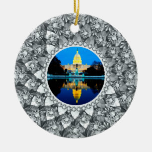 Vita diamanter Circle Photo Ram Julgransprydnad Keramik