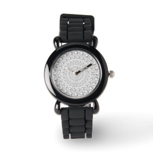 Vita diamanter Glitter Circles Mönster Armbandsur