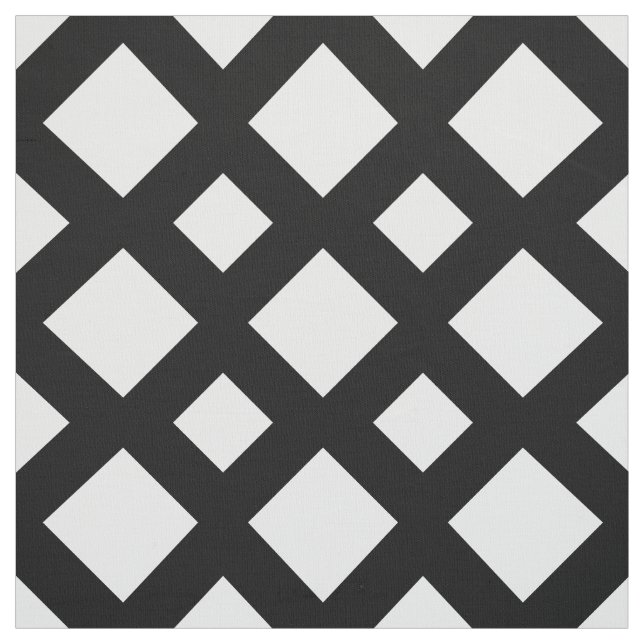 Vita diamanter på svart geometrisk struktur tyg (Provkarta)