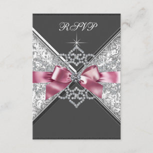 Vita diamanter rosa svart RSVP OSA Kort
