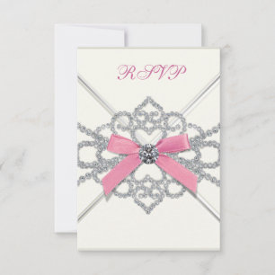 Vita diamanter Rosa Sweet 16 födelsedagsfest OSA Kort