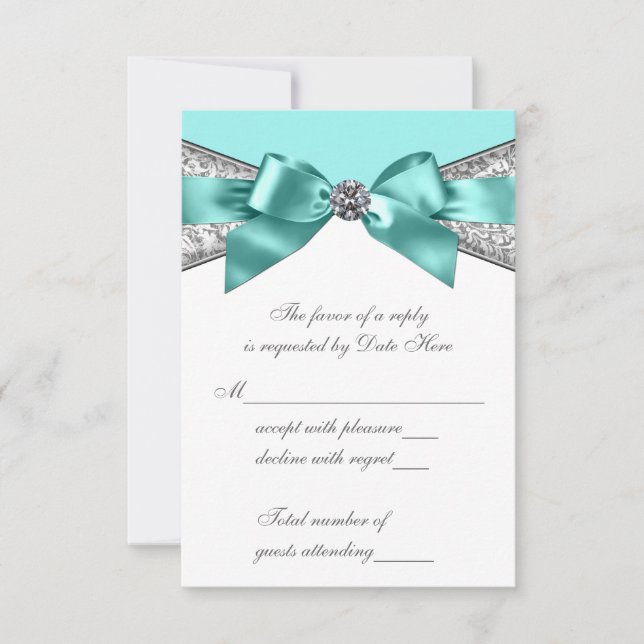 Vita diamanter Teal Blue Sweet 16 OSA Kort (Framsida)