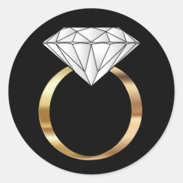 Vita Diamond Ring Svarta Guld Förlovningen Bröllop Runt Klistermärke