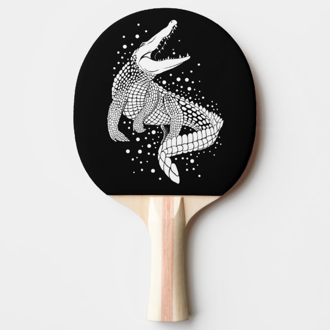 Vita djursilhouette - Crokodile Pingisracket (Framsidan)