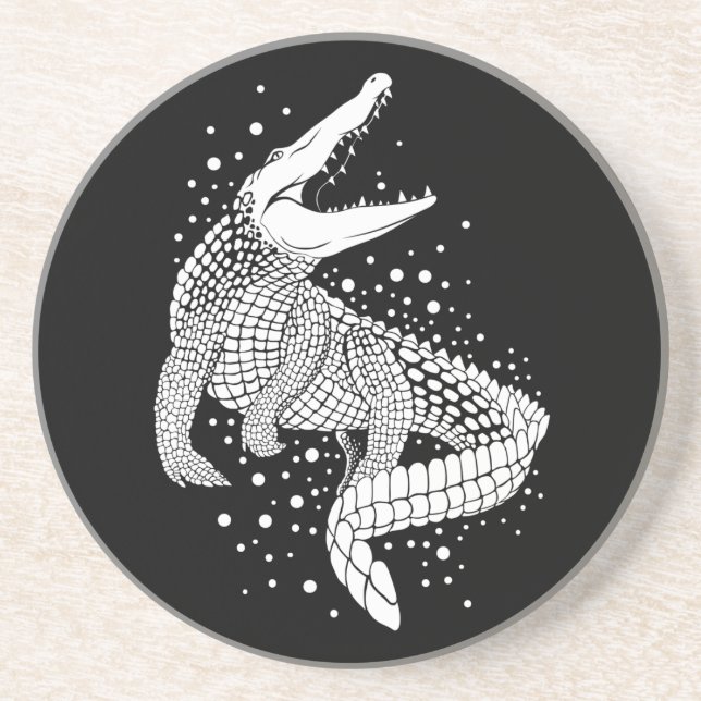 Vita djursilhouette - Crokodile Underlägg (Framsidan)